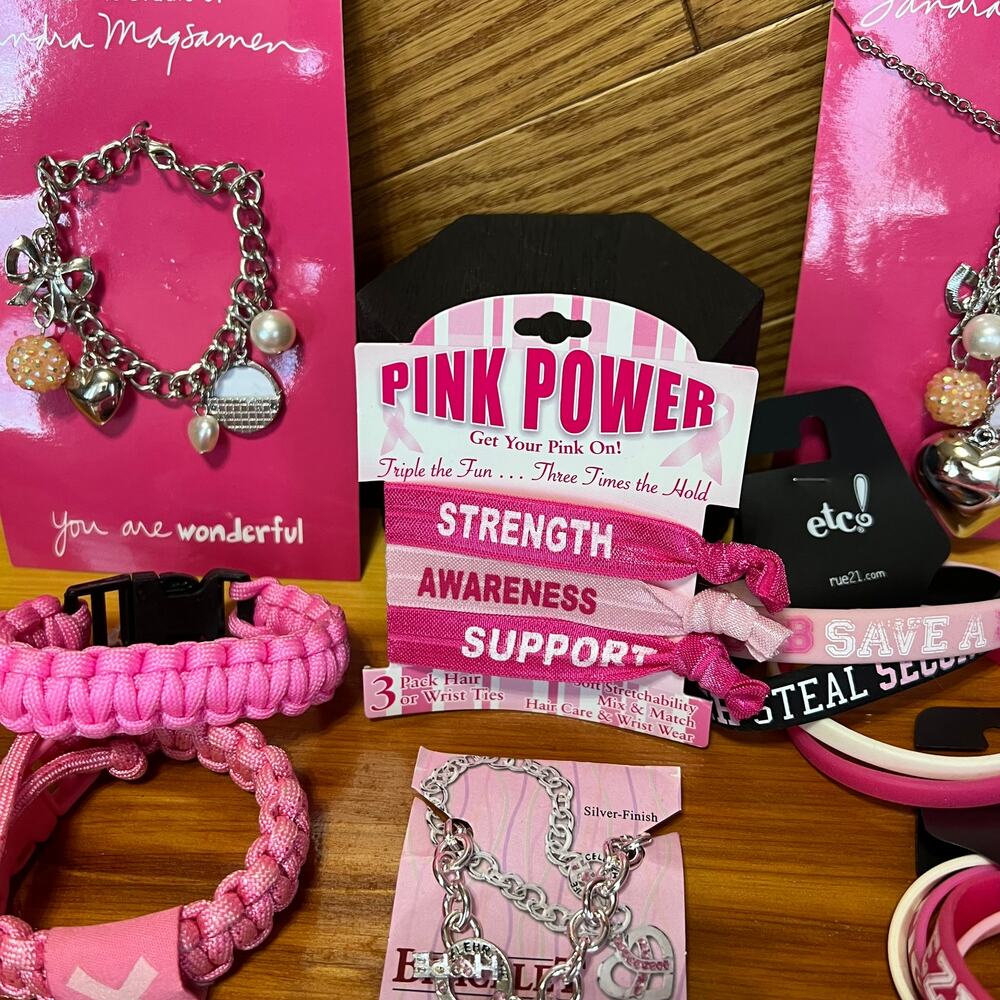 Breast Cancer Awareness Pink Ribbon Jewelry Lot 11 Pink Power Sandra Magsamen - Picture 5 of 11
